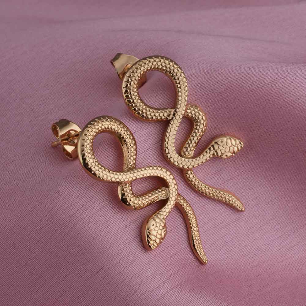 Gold Snake Drop Earrings