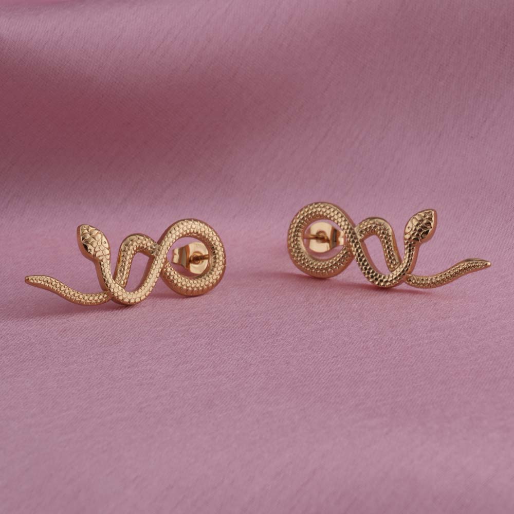 Gold Snake Drop Earrings