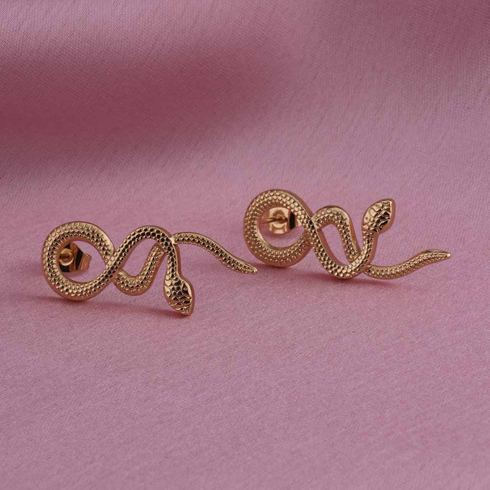 Gold Snake Drop Earrings