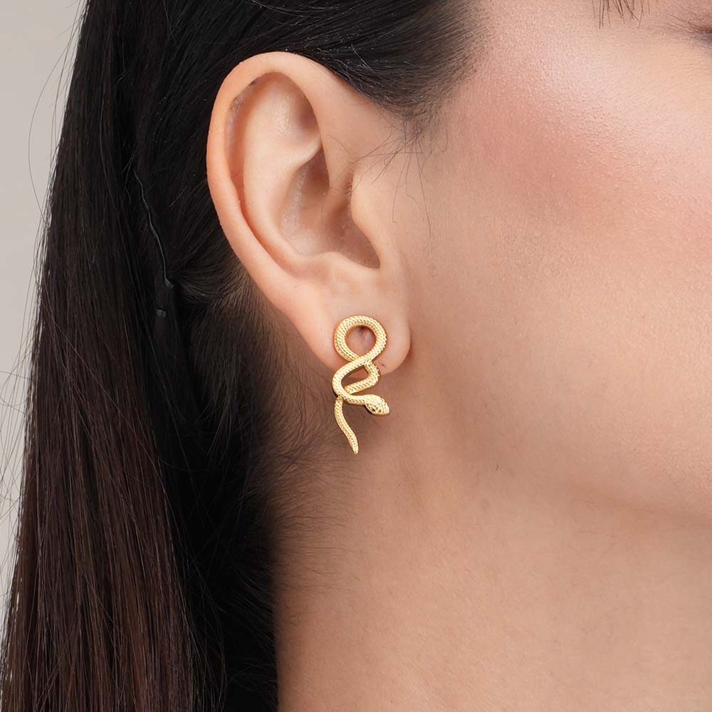 Gold Snake Drop Earrings