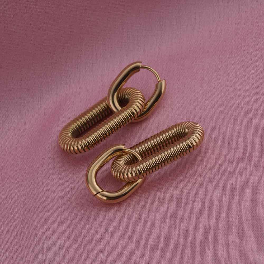 Gold Plated Coil Drop Earrings