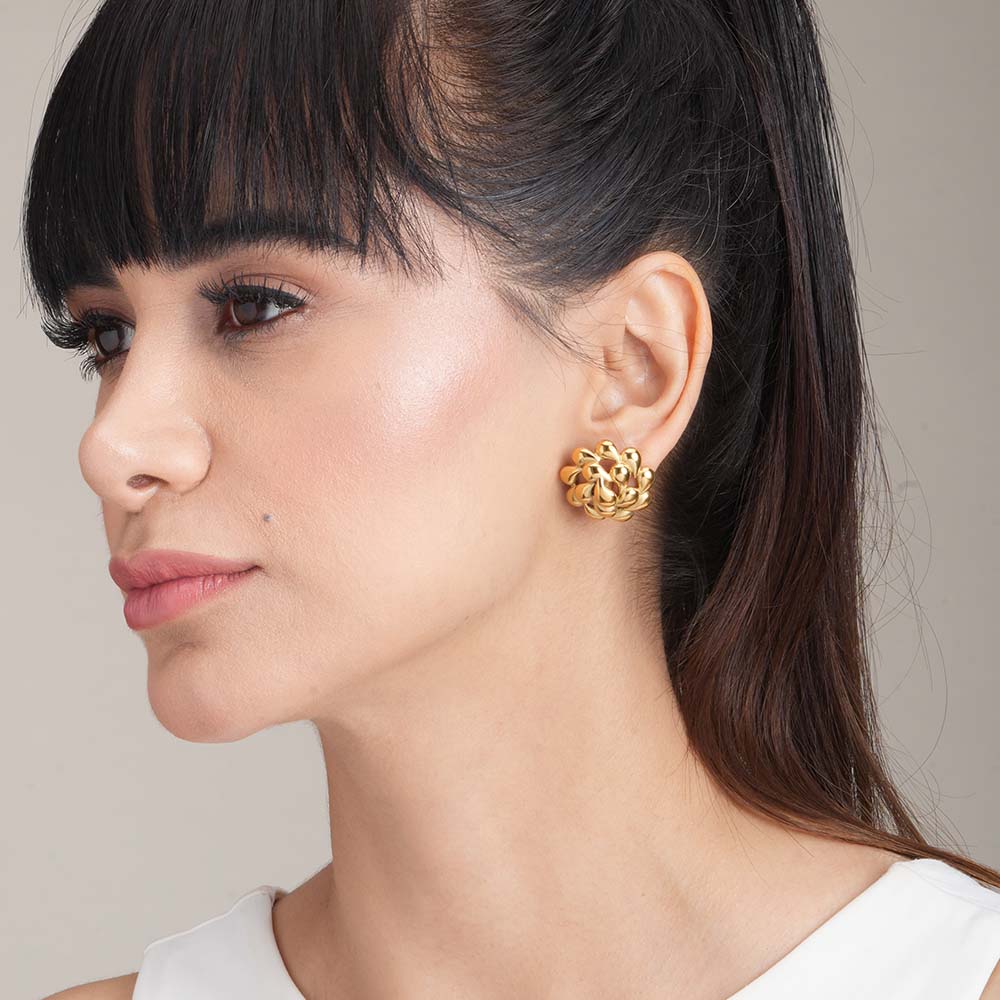 Golden Blossoms Stud Earrings
