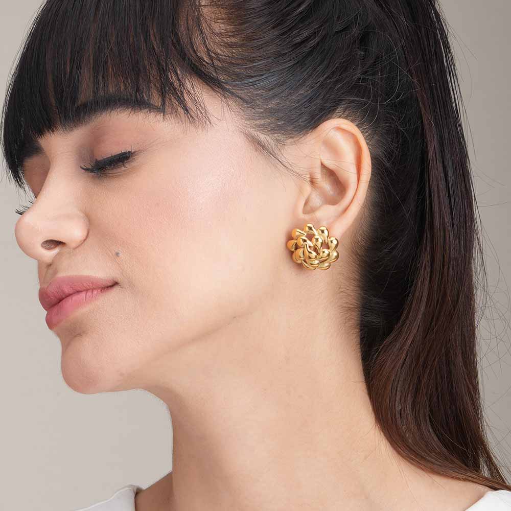 Golden Blossoms Stud Earrings