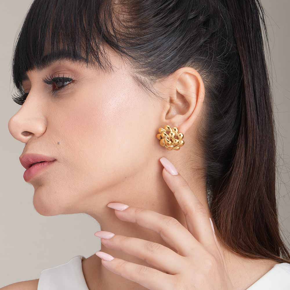Golden Blossoms Stud Earrings