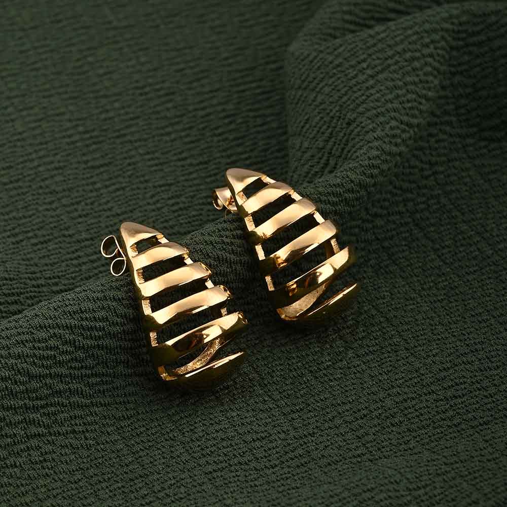 Gold Striped Stud Earrings