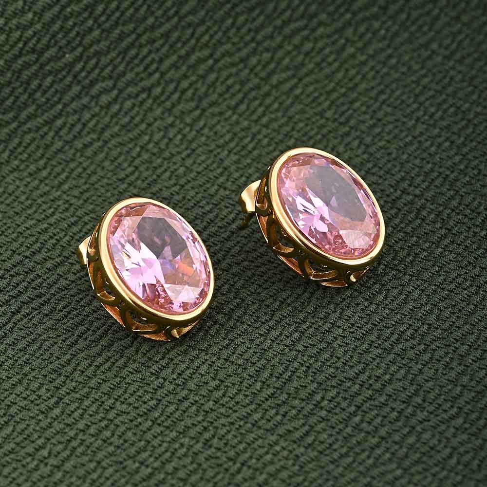 Statement Pink Gemstone Stud Earrings