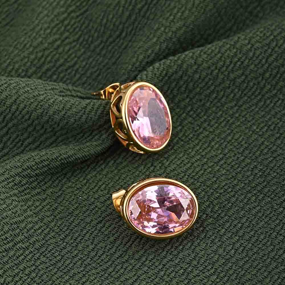 Statement Pink Gemstone Stud Earrings