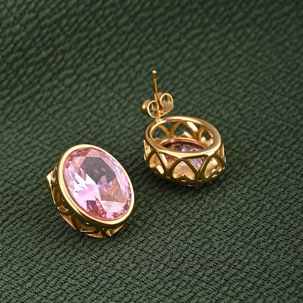 Statement Pink Gemstone Stud Earrings
