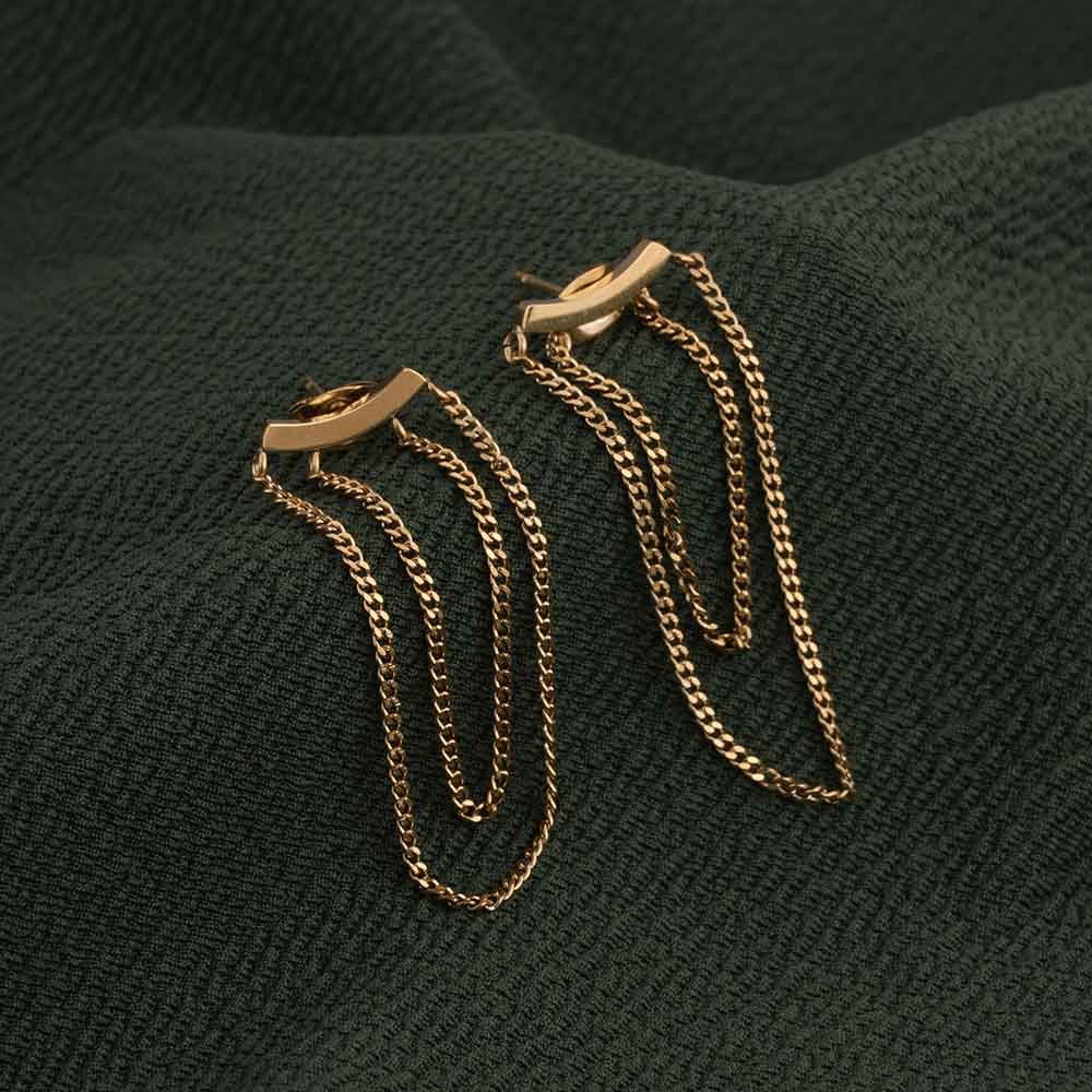 Gold Layered Chain Drop Earrings