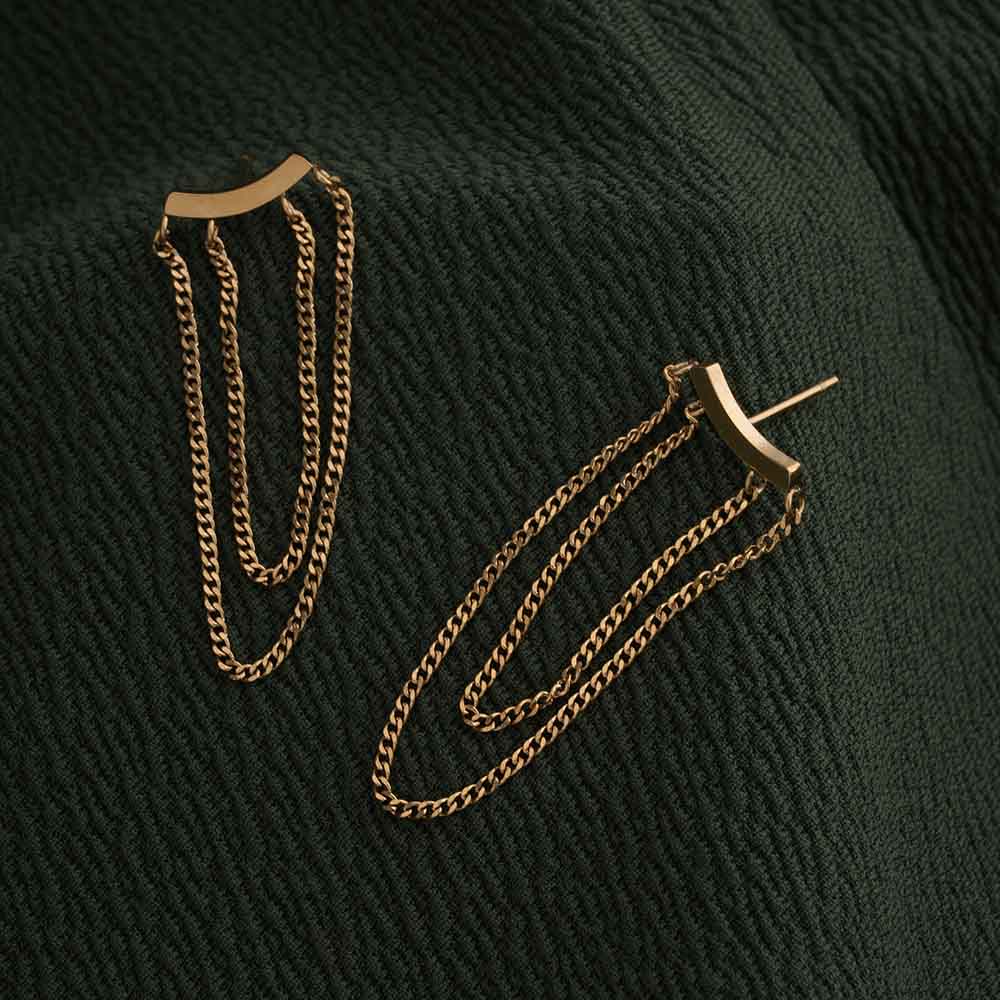 Gold Layered Chain Drop Earrings