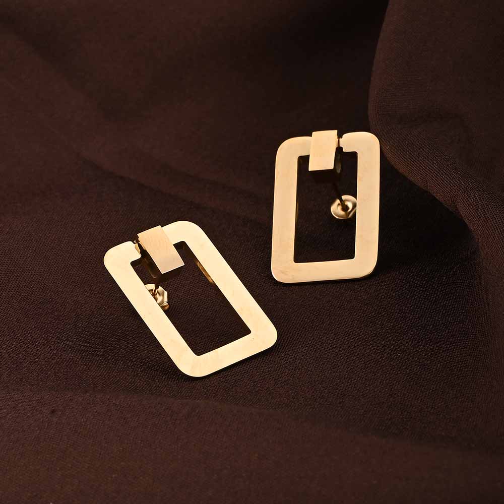 Gold Square Stud Earrings