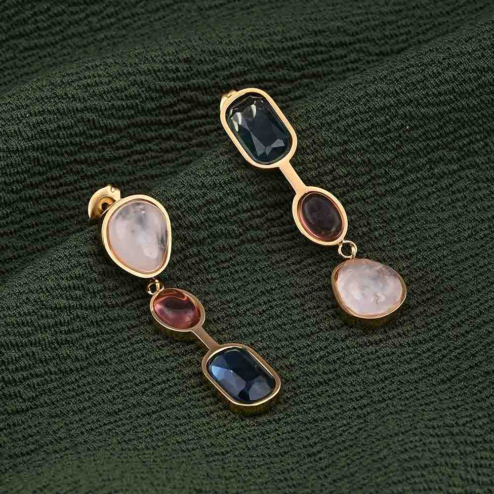 Multi Gemstone Drop Earrings