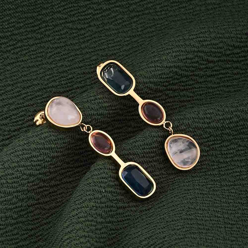 Multi Gemstone Drop Earrings