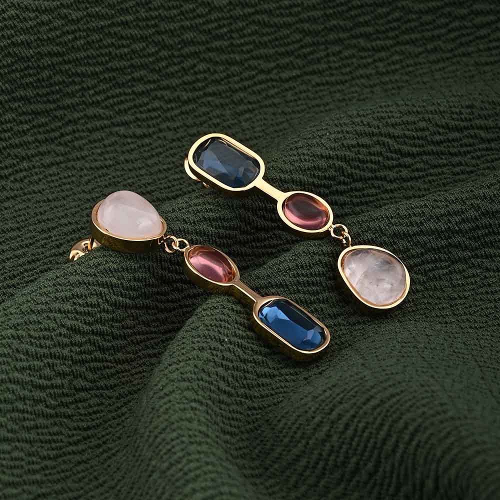 Multi Gemstone Drop Earrings