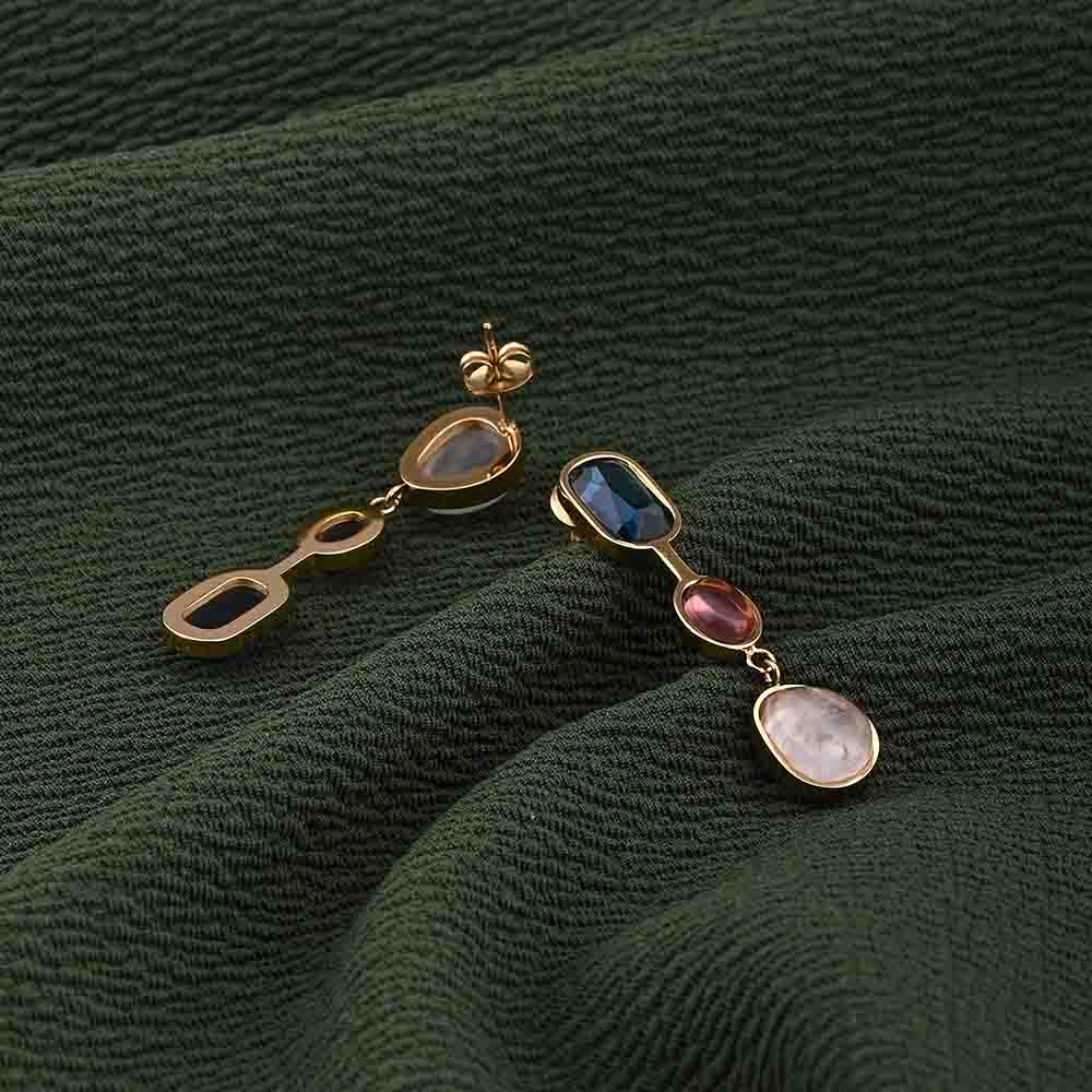 Multi Gemstone Drop Earrings