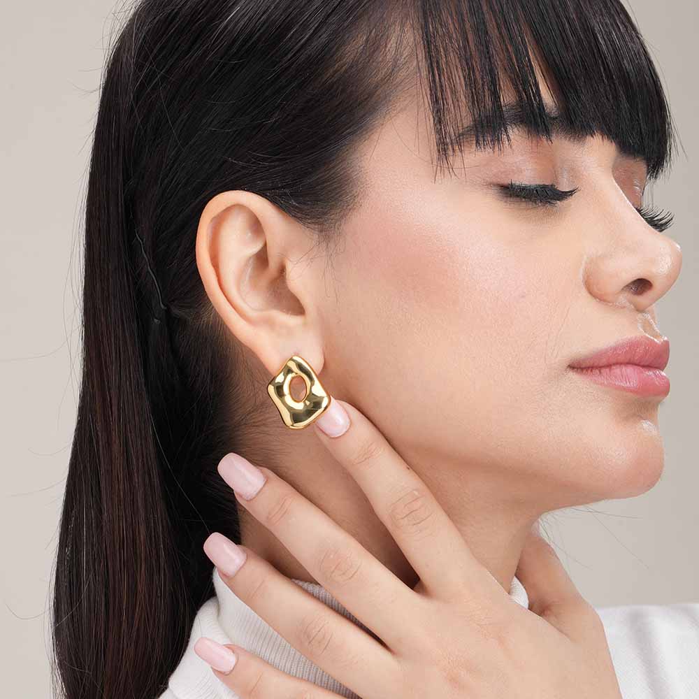 Gold Statement Stud Earrings