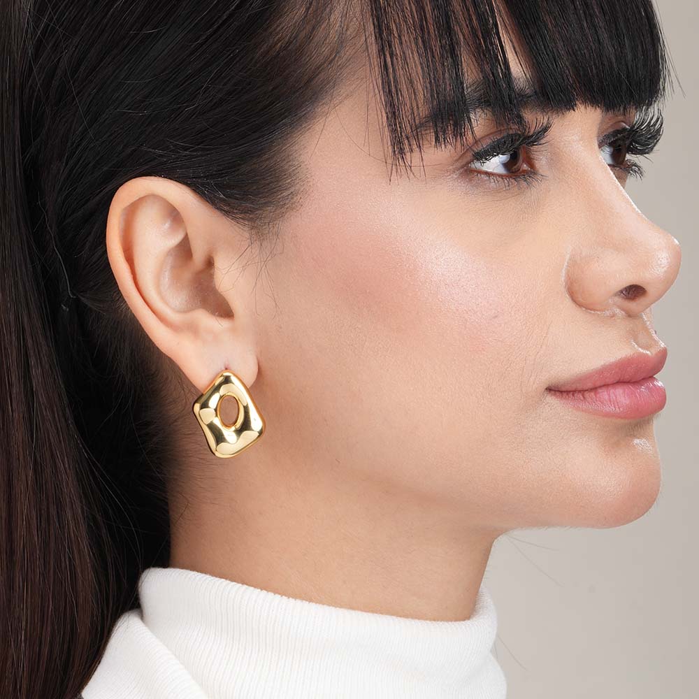 Gold Statement Stud Earrings