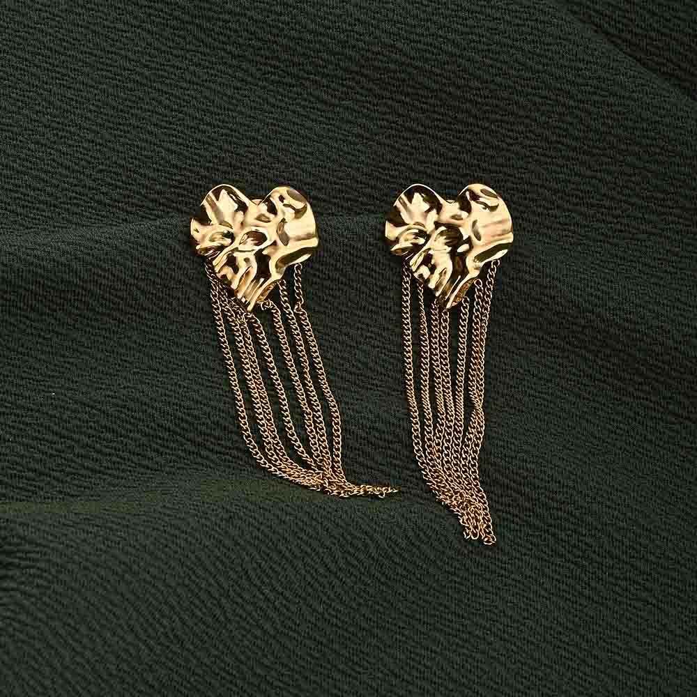 Modern Drop Earrings with Gold Chains