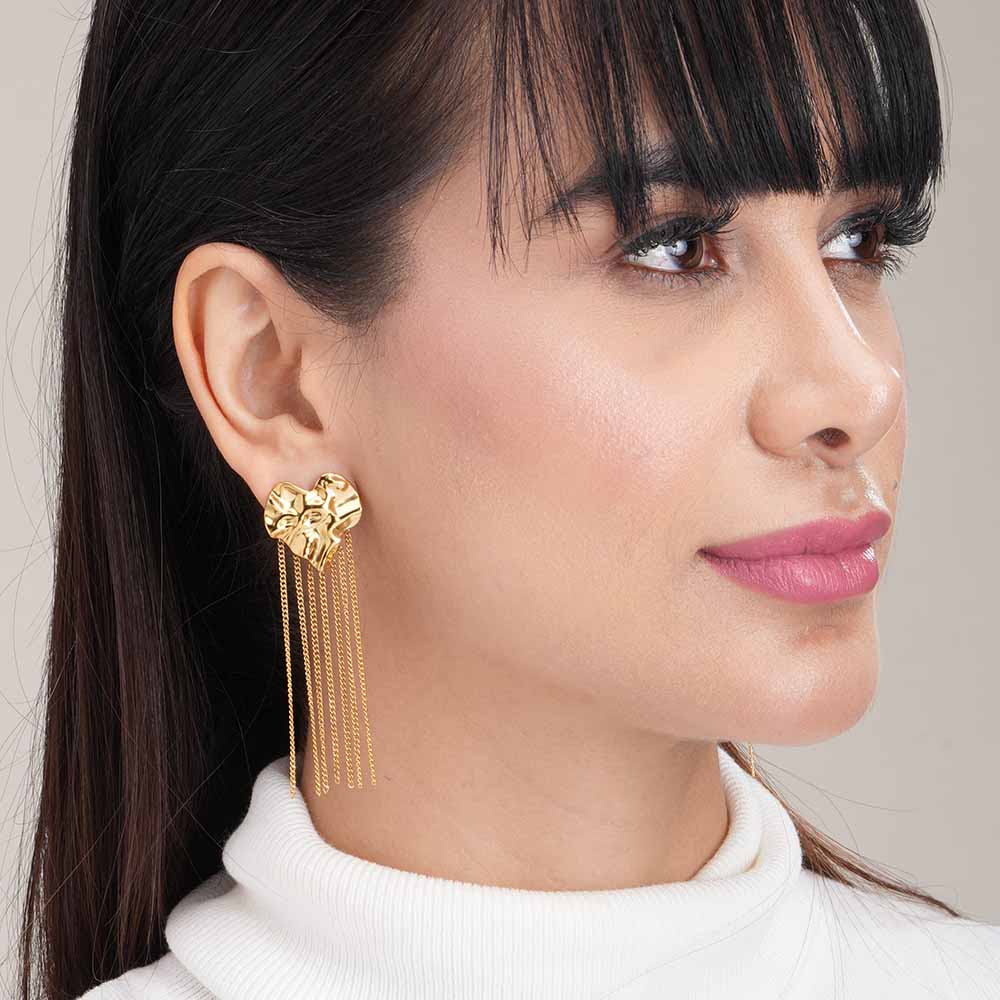 Modern Drop Earrings with Gold Chains