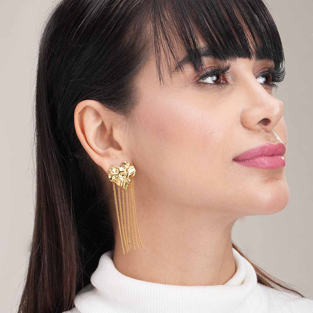 Modern Drop Earrings with Gold Chains