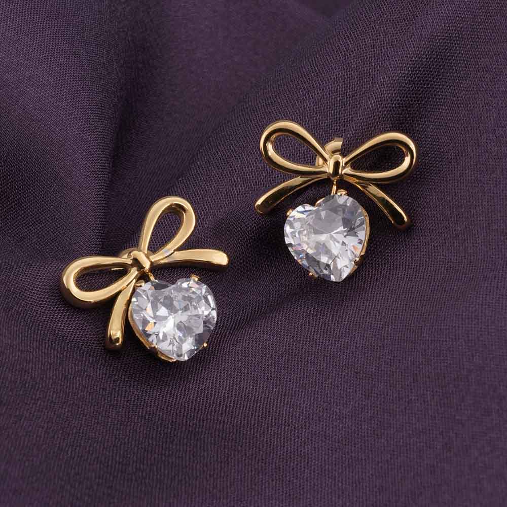 Zircon & Bow Stud Earrings Love Gift set