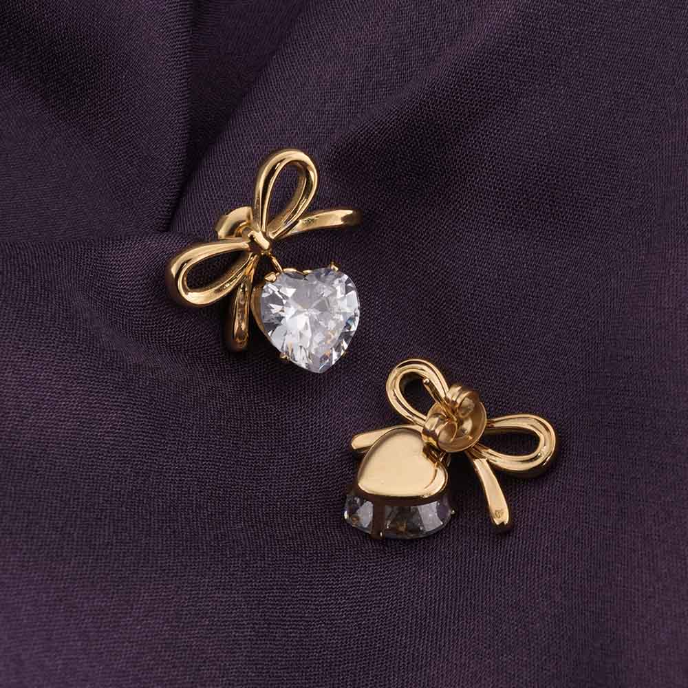 Zircon & Bow Stud Earrings Love Gift set