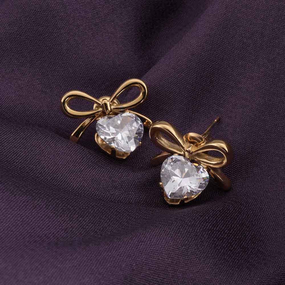 Zircon & Bow Stud Earrings Love Gift set