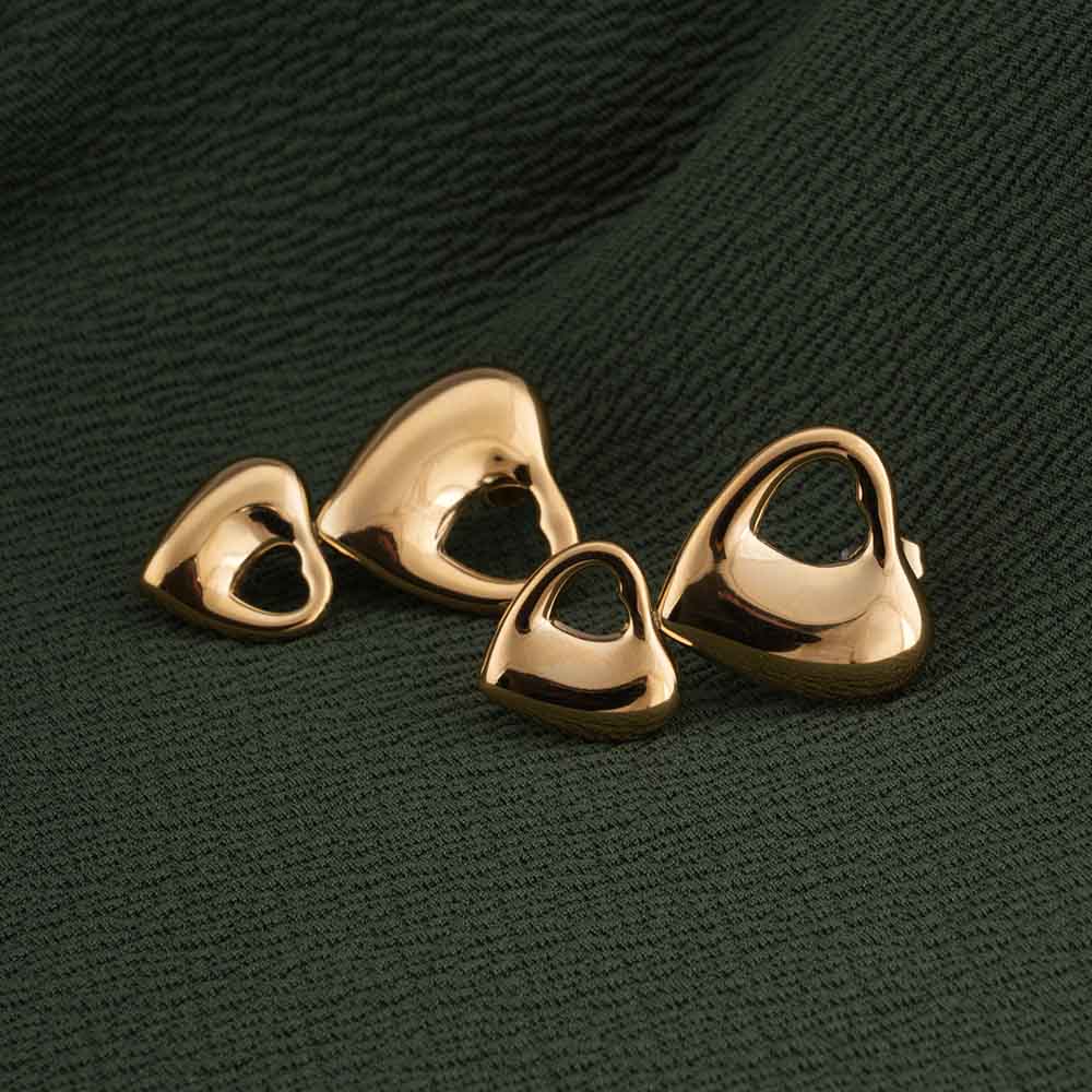 Sculpted Heart Gold Drop Earrings