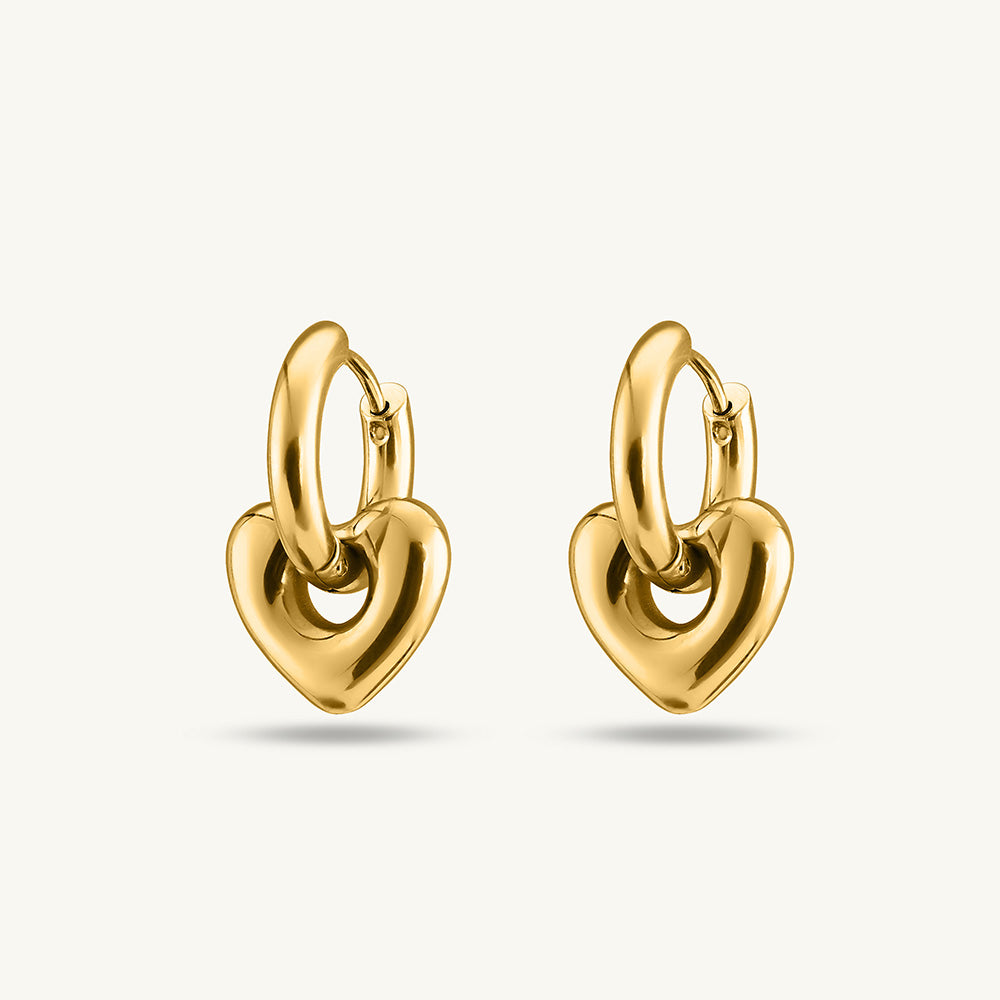 Chunky Small Bracelet & Gold Heart Hoop Earrings Combo Set