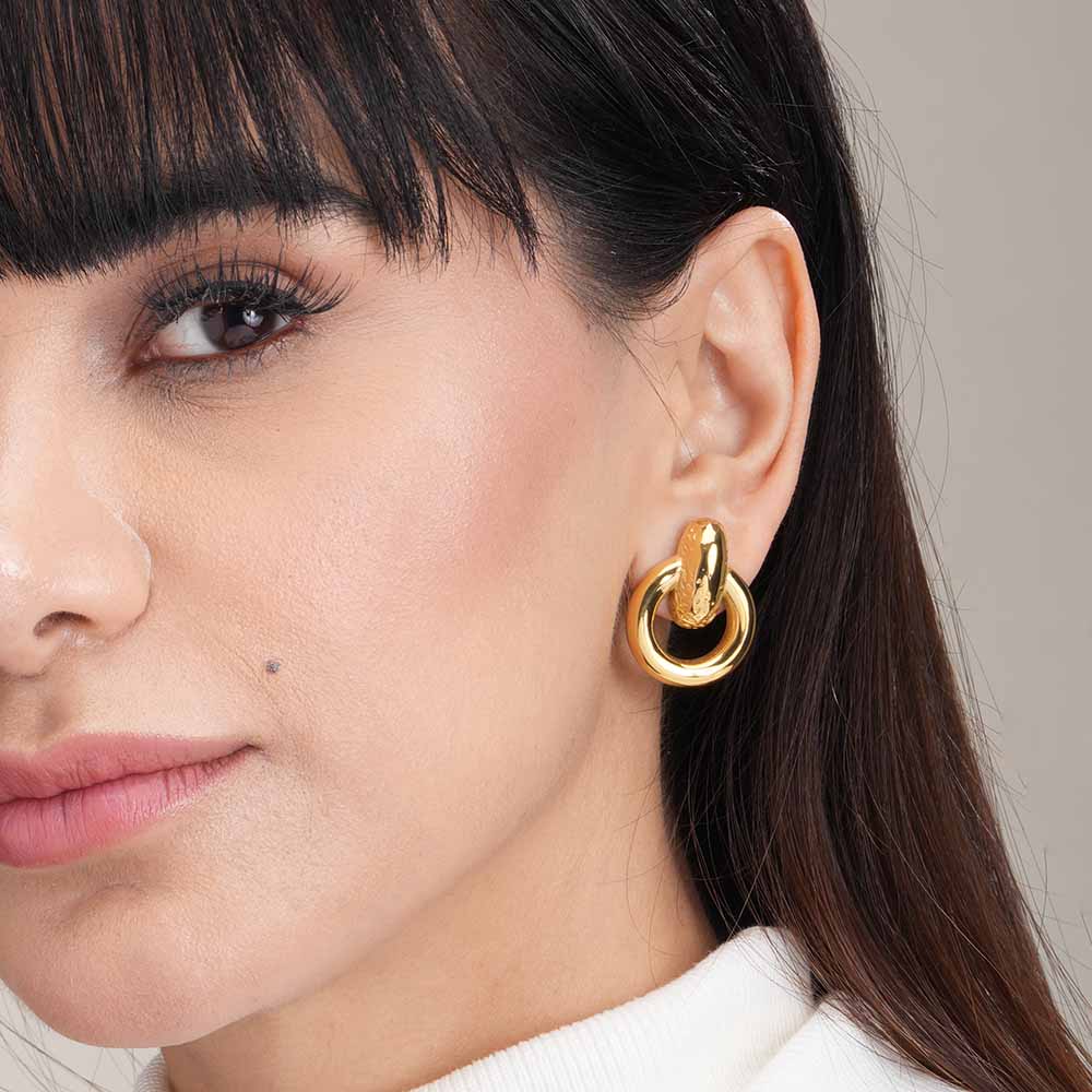 Gold Loop Stud Earrings