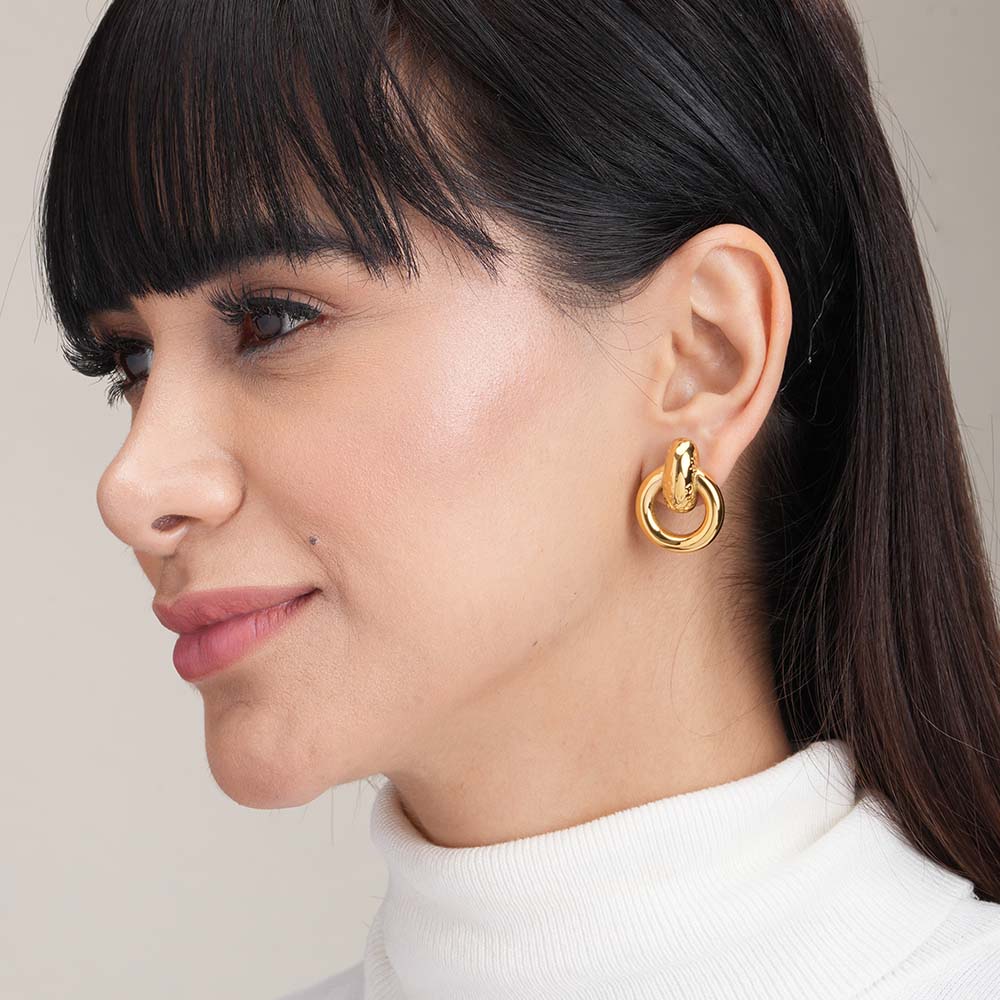 Gold Loop Stud Earrings