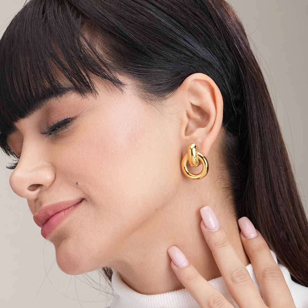 Gold Loop Stud Earrings