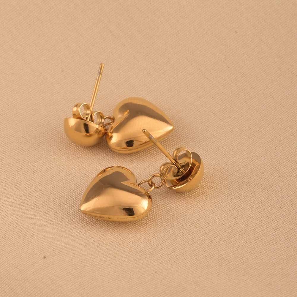 Statement Golden Heart Drop Earrings