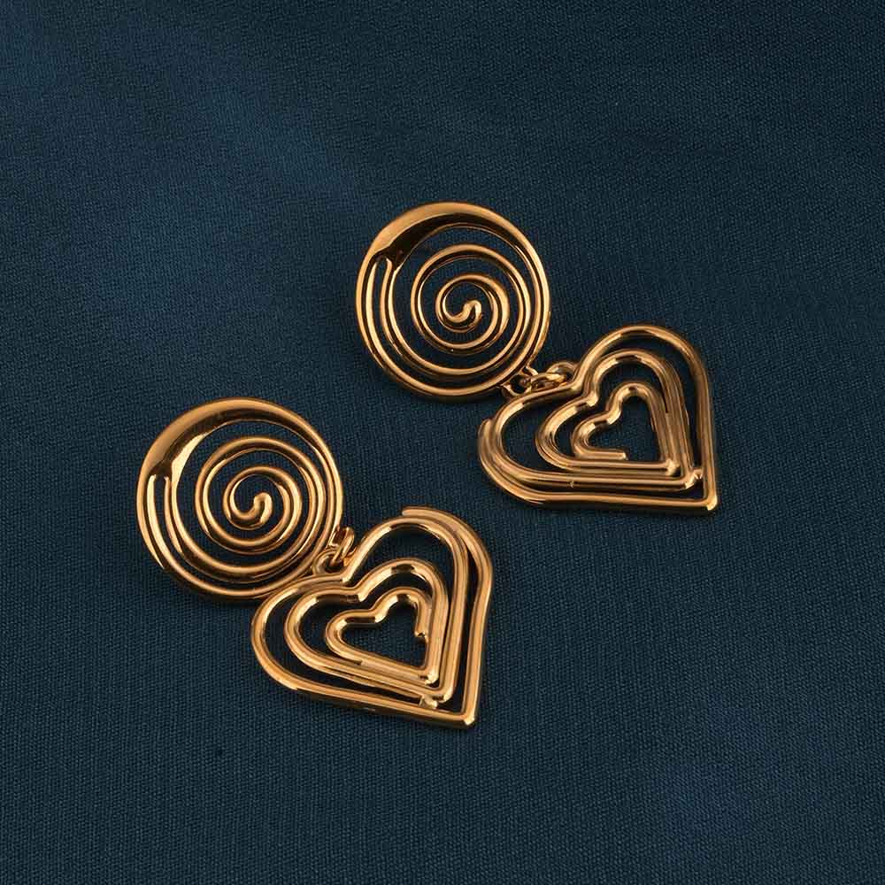 Swirling Hearts Gold Drop Earrings