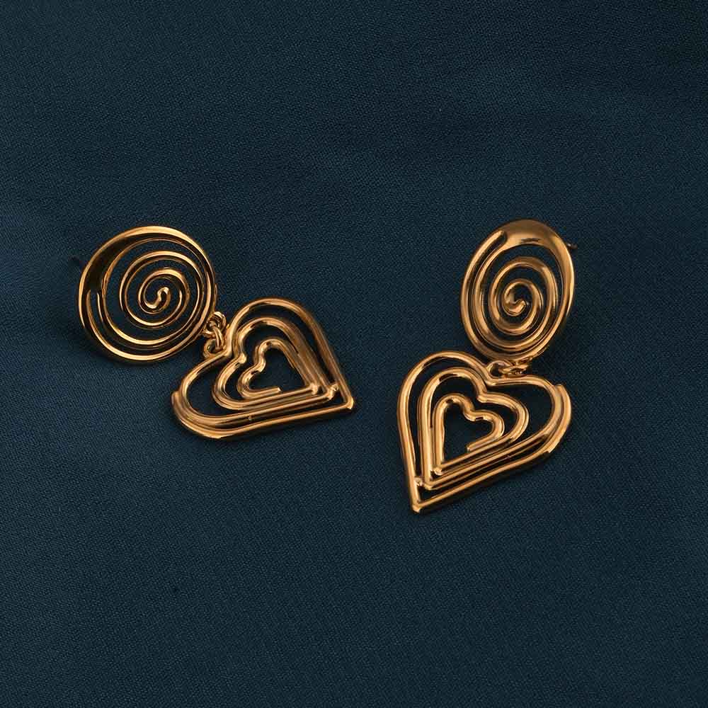Swirling Hearts Gold Drop Earrings