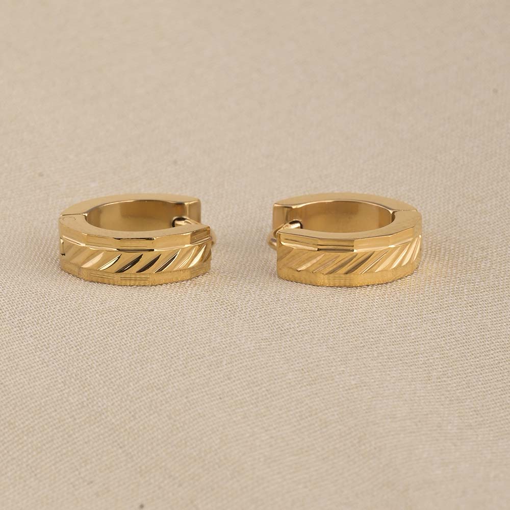 Textured Lines Gold Hoop Earrings