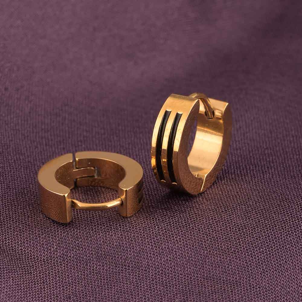 Minimal Black and Gold Hoop Earrings
