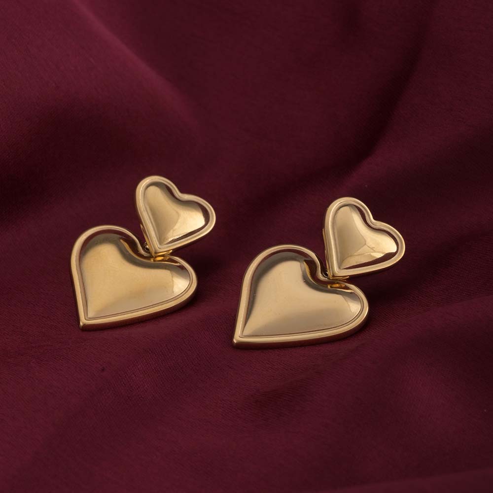 Gold Hearts Drop Earrings