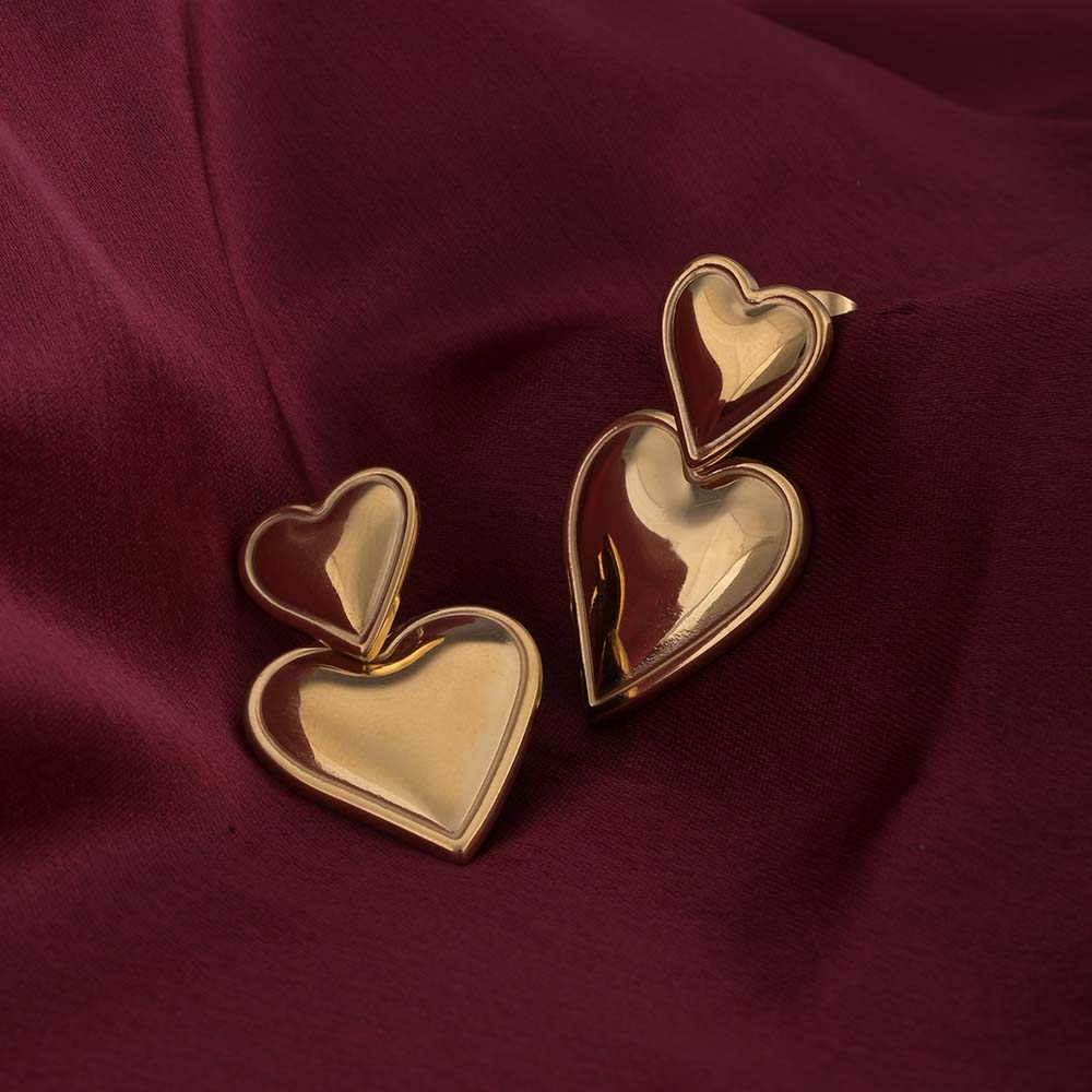 Gold Hearts Drop Earrings