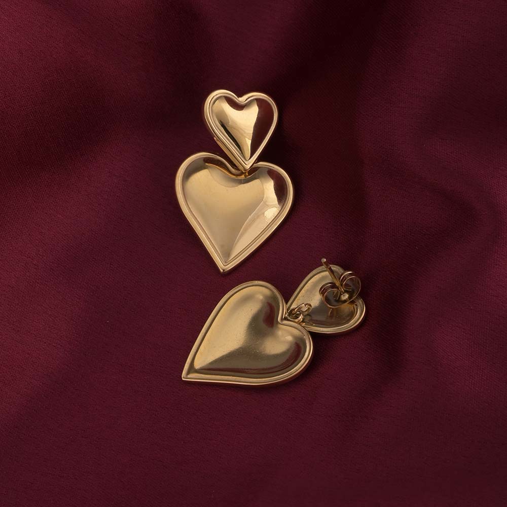 Gold Hearts Drop Earrings