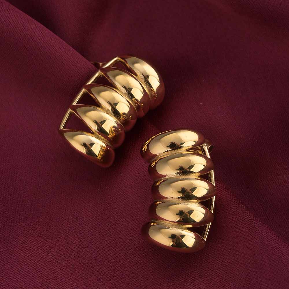 Striped Gold Stud Earrings