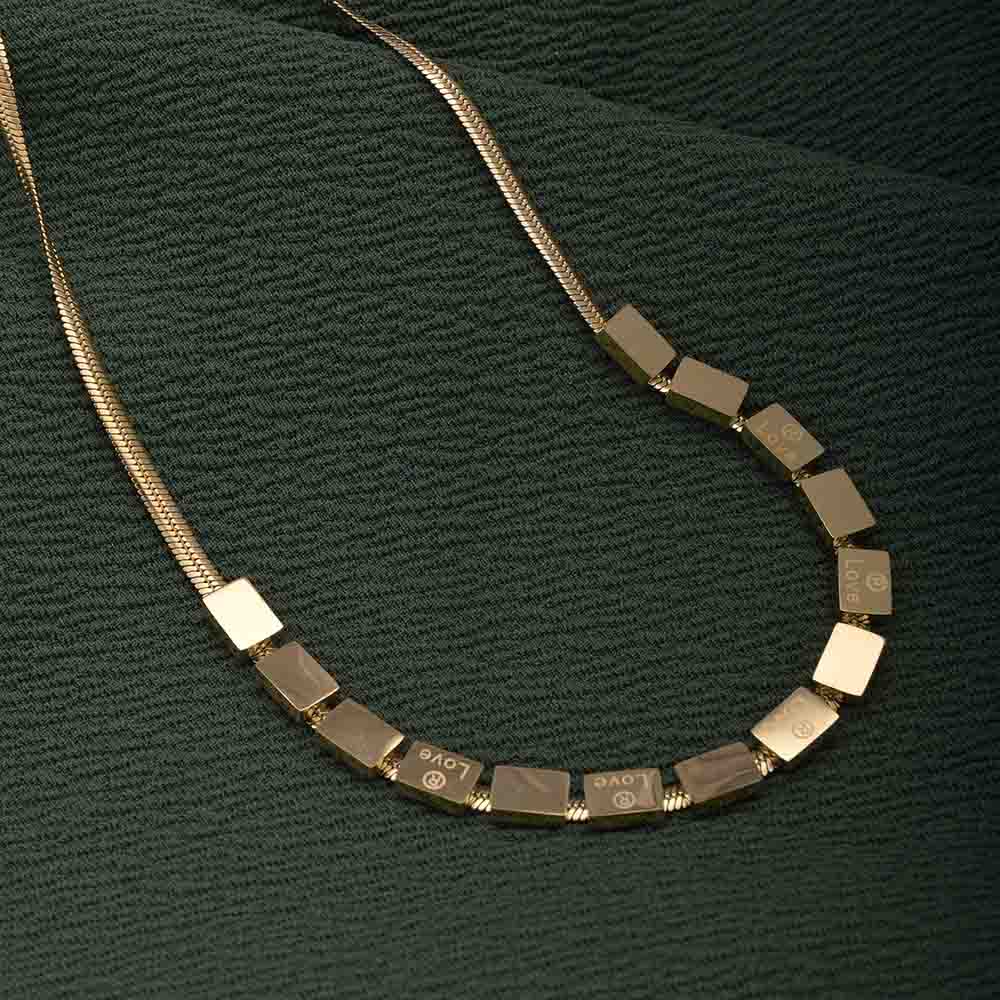 Square Love Gold Necklace