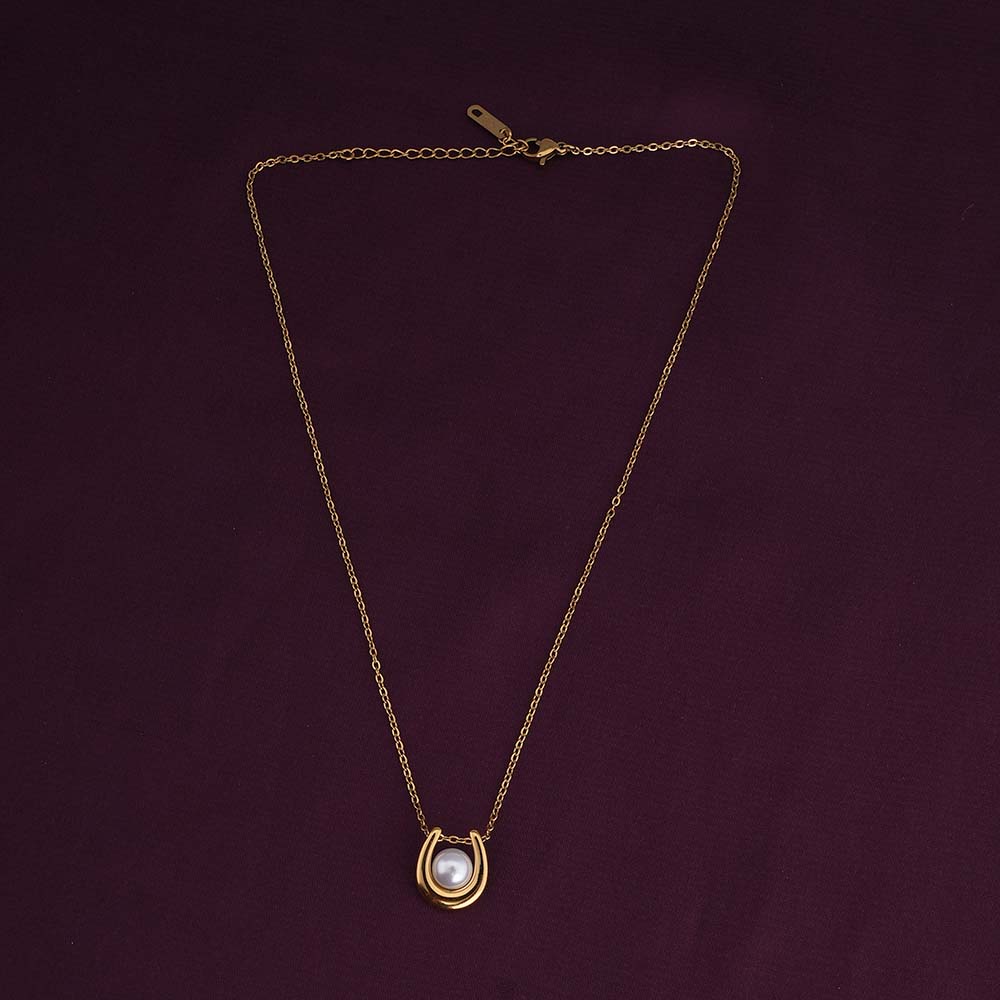 Pearl Embellished U Necklace