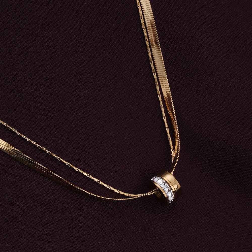Gilded Rings Layered Necklace