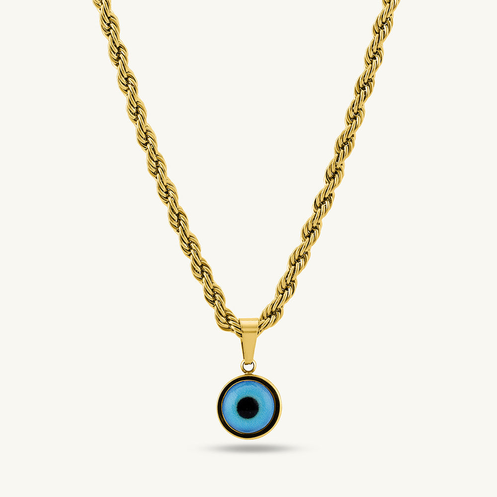 Evil-Eye Spiral Necklace & Nail Bangle Bracelet Combo Set