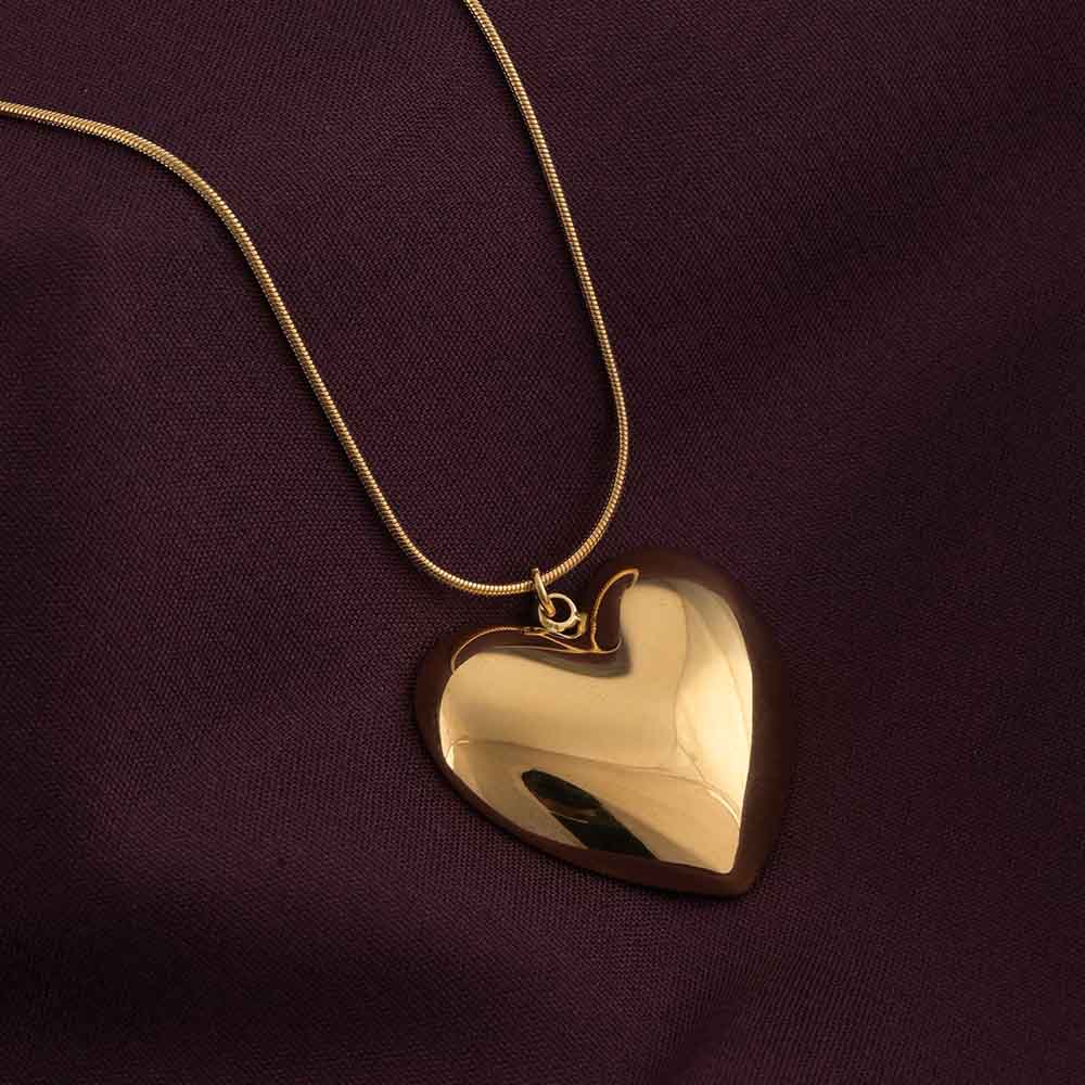 Heart Pendent Gold Chain Necklace Love Gift set