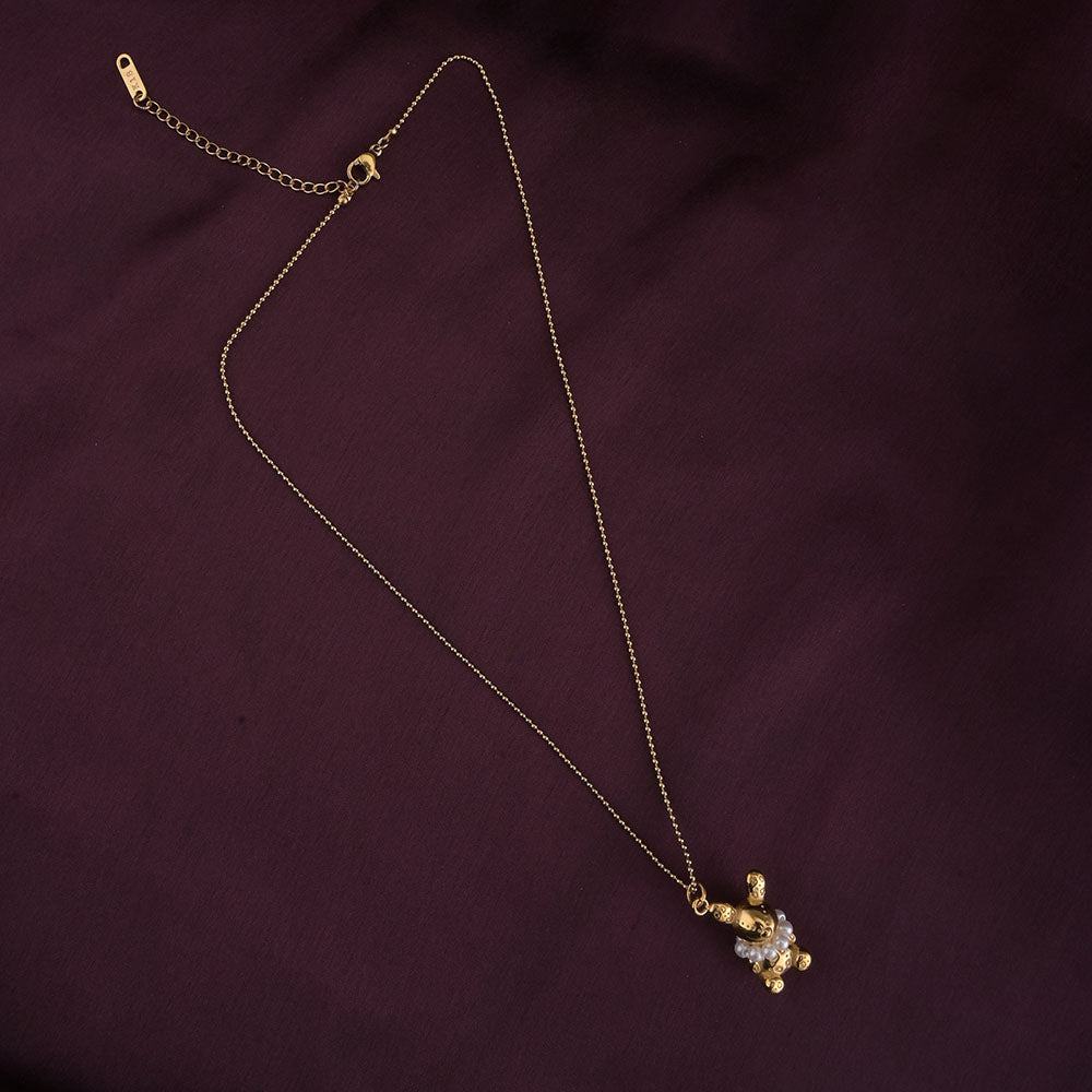 Gold Bunny Necklace With Pearls