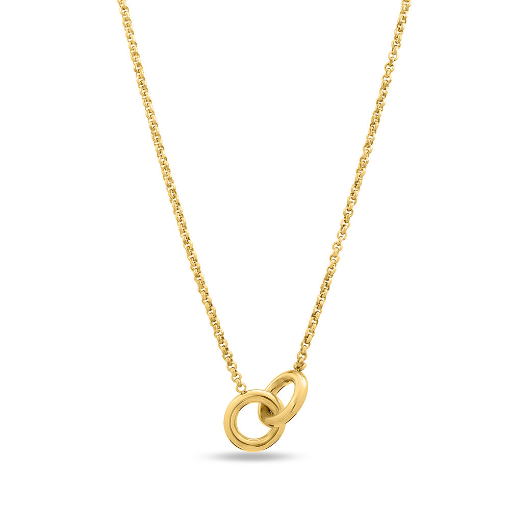 InterLock Gold Chain Necklace & Elegant Interlinked Stud Earrings Combo Set