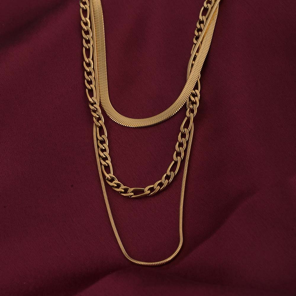 Triple Strand Layered Gold Necklace