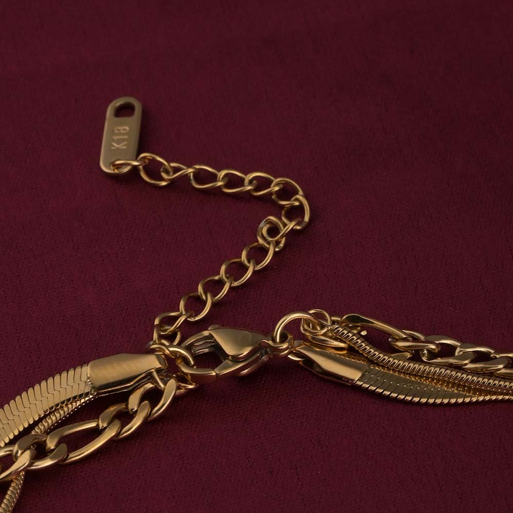 Triple Strand Layered Gold Necklace